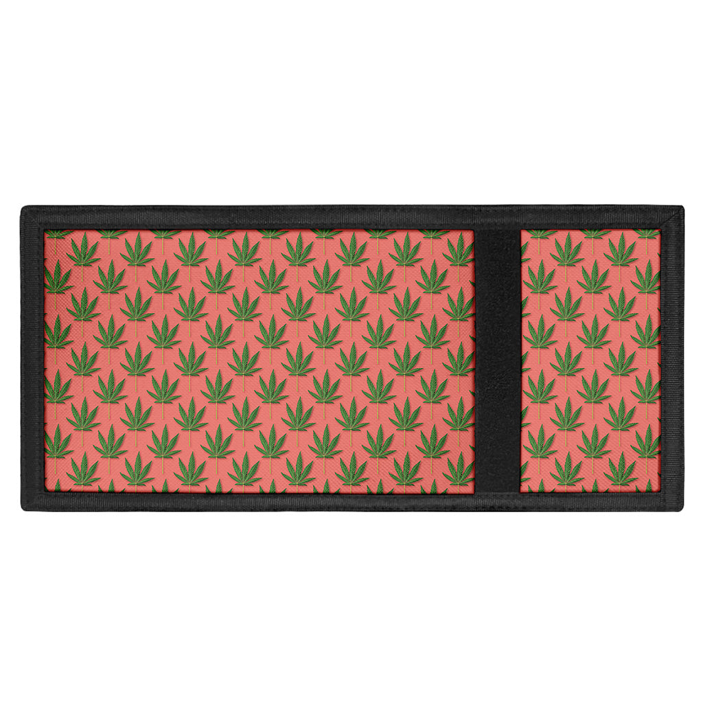 Green And Pink Cannabis Leaf Print Trifold Wallet
