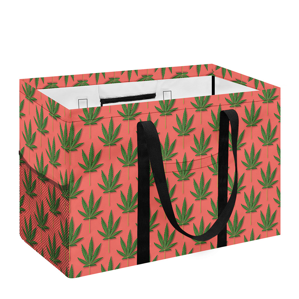 Green And Pink Cannabis Leaf Print Utility Tote Bag