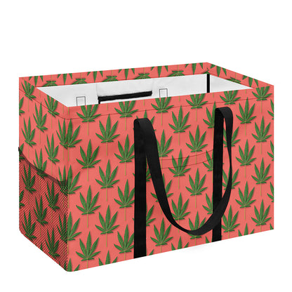 Green And Pink Cannabis Leaf Print Utility Tote Bag