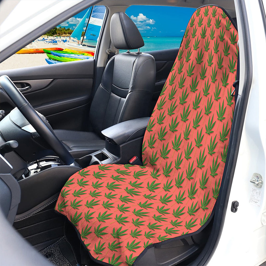 Green And Pink Cannabis Leaf Print Waterproof Car Seat Cover