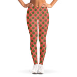 Green And Pink Cannabis Leaf Print Women's Leggings