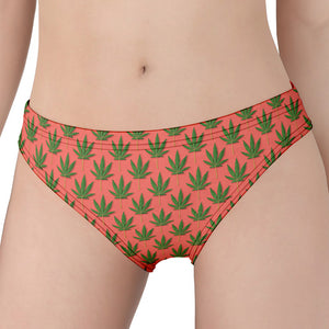 Green And Pink Cannabis Leaf Print Women's Panties