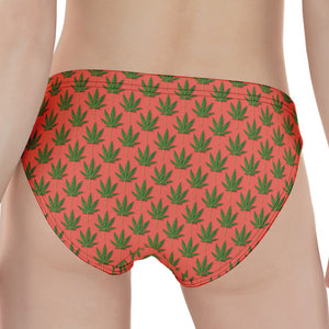 Green And Pink Cannabis Leaf Print Women's Panties