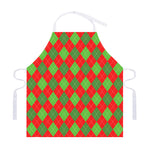 Green And Red Argyle Pattern Print Adjustable Apron