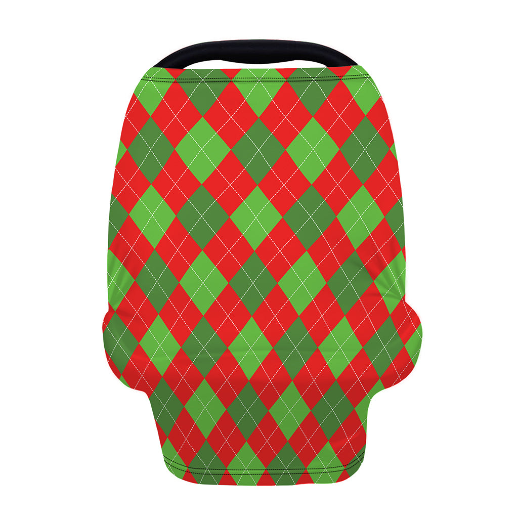 Green And Red Argyle Pattern Print Baby Seat Cover