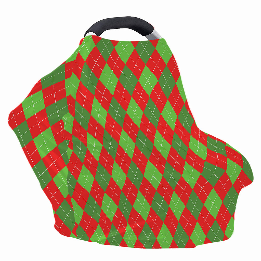 Green And Red Argyle Pattern Print Baby Seat Cover