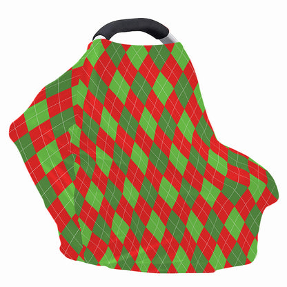 Green And Red Argyle Pattern Print Baby Seat Cover