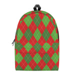 Green And Red Argyle Pattern Print Backpack