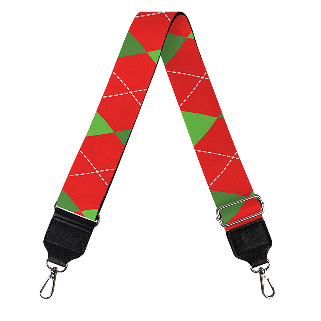 Green And Red Argyle Pattern Print Bag Strap