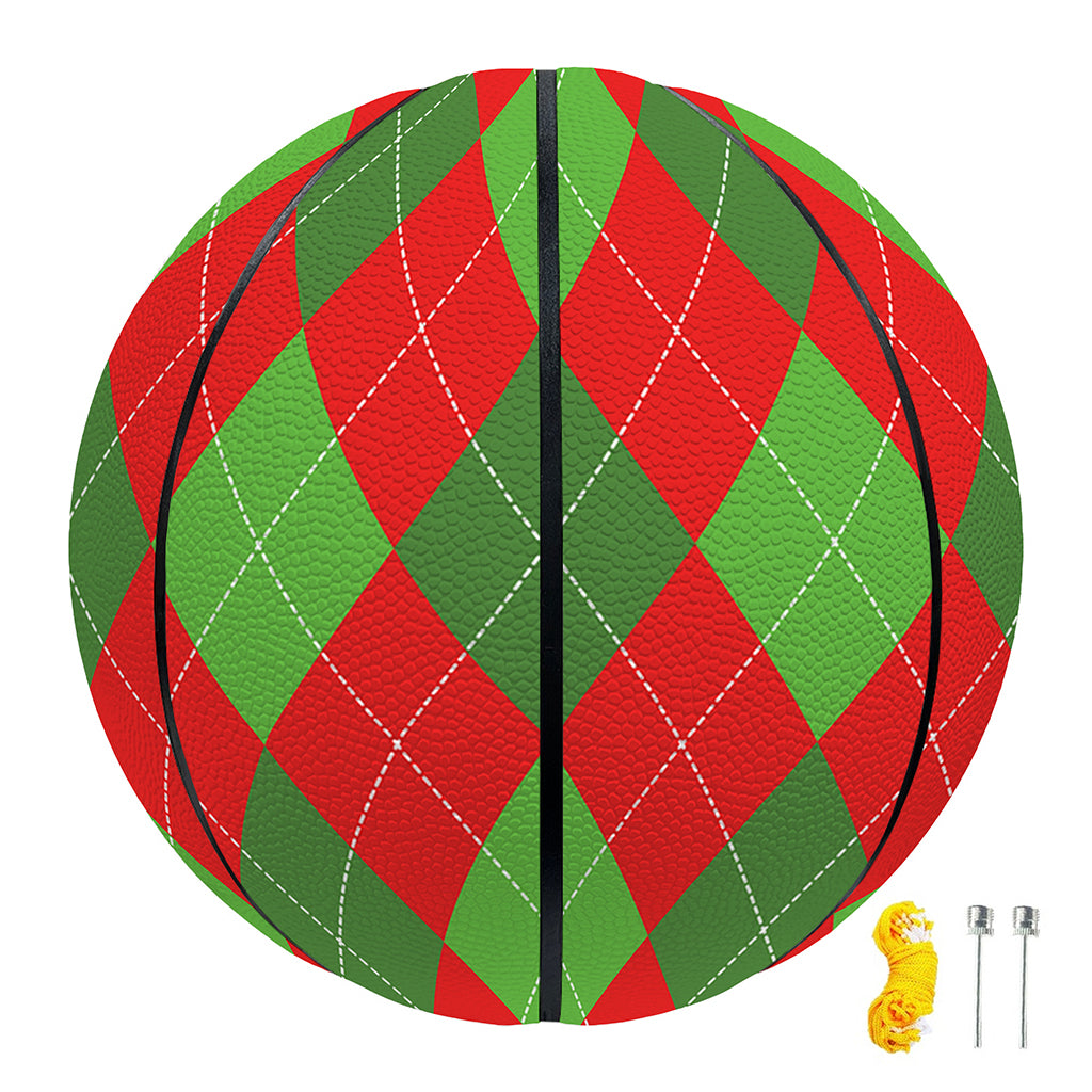 Green And Red Argyle Pattern Print Basketball