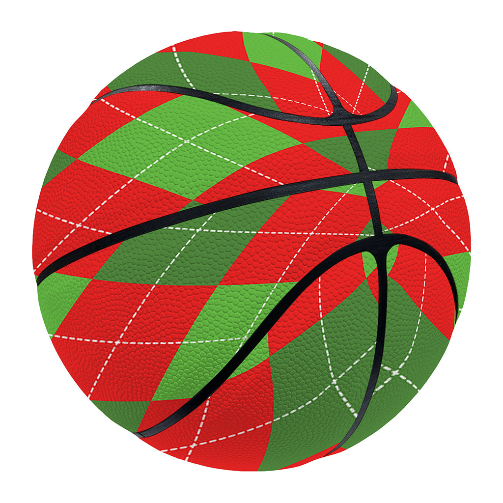 Green And Red Argyle Pattern Print Basketball