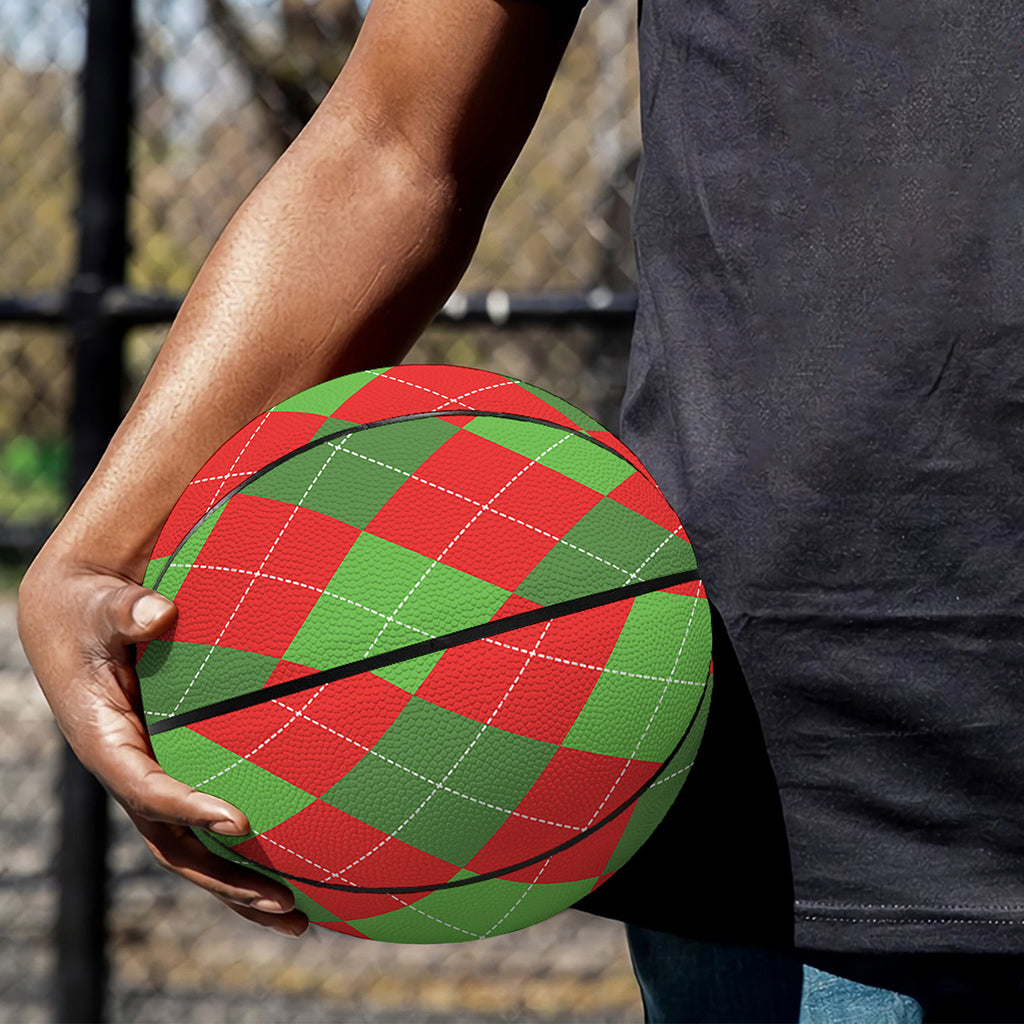 Green And Red Argyle Pattern Print Basketball