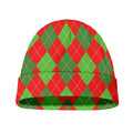 Green And Red Argyle Pattern Print Beanie