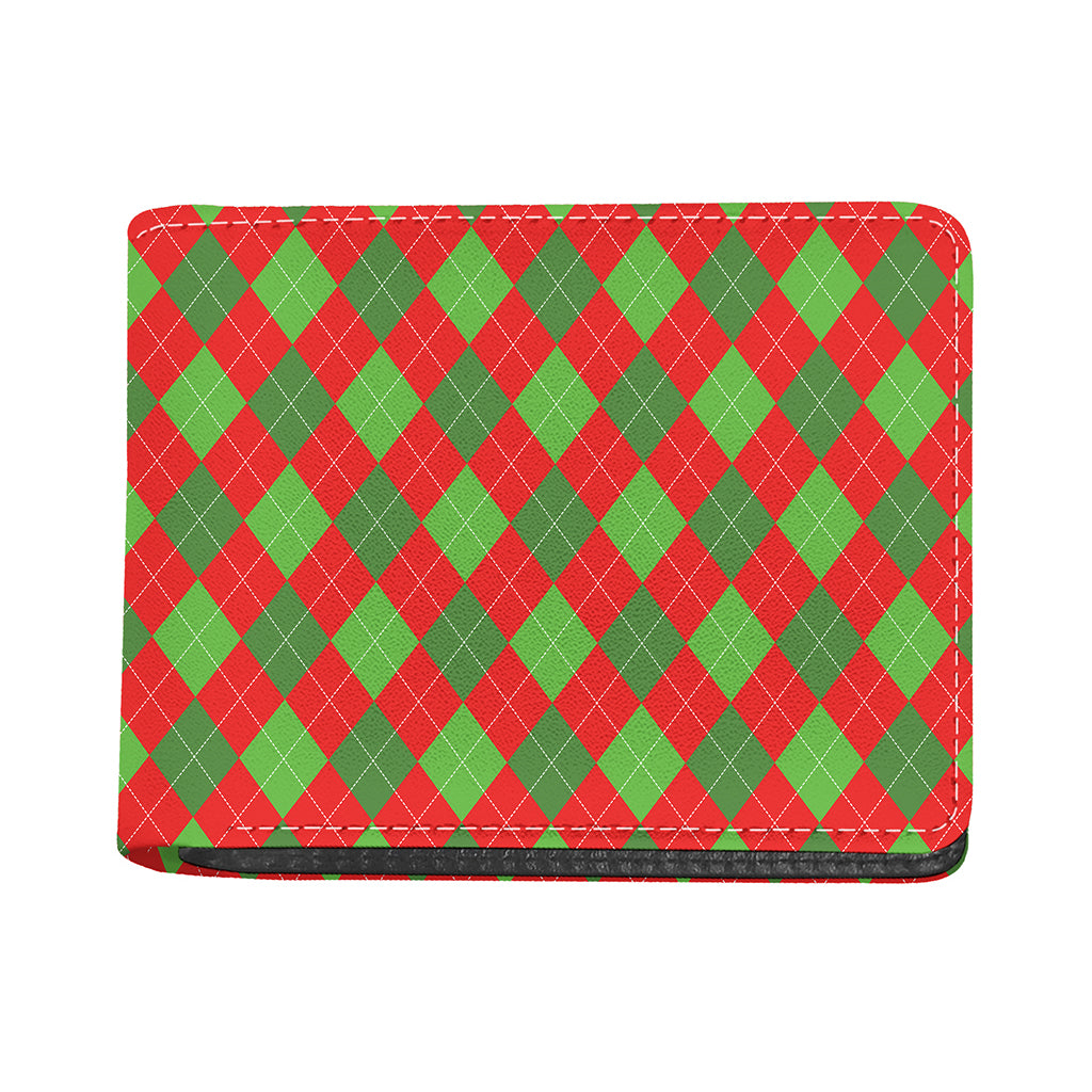 Green And Red Argyle Pattern Print Bifold Wallet