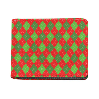 Green And Red Argyle Pattern Print Bifold Wallet