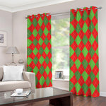 Green And Red Argyle Pattern Print Blackout Grommet Curtains