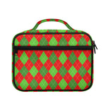 Green And Red Argyle Pattern Print Briefcase Bible Bag