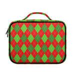 Green And Red Argyle Pattern Print Briefcase Bible Bag