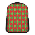 Green And Red Argyle Pattern Print Casual Backpack