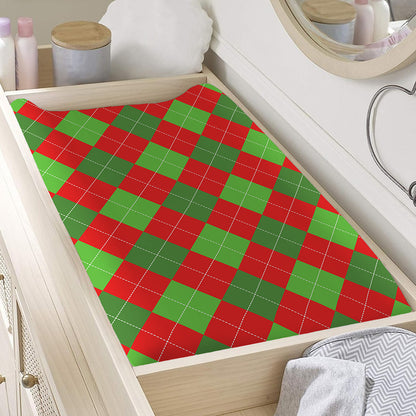 Green And Red Argyle Pattern Print Changing Pad Cover
