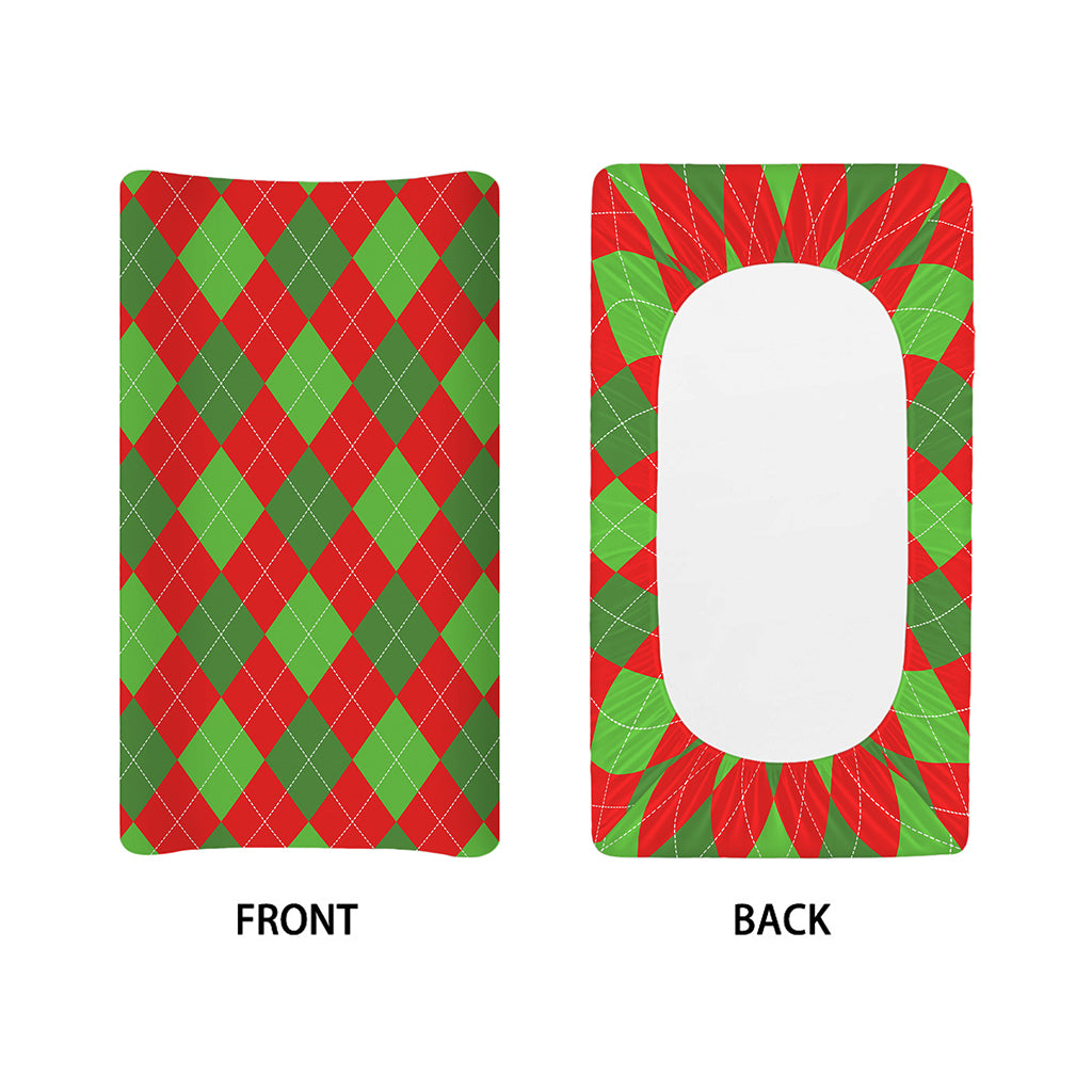 Green And Red Argyle Pattern Print Changing Pad Cover