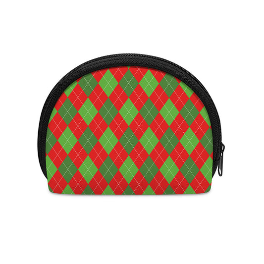 Green And Red Argyle Pattern Print Coin Purse