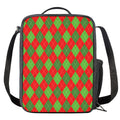 Green And Red Argyle Pattern Print Crossbody Lunch Bag