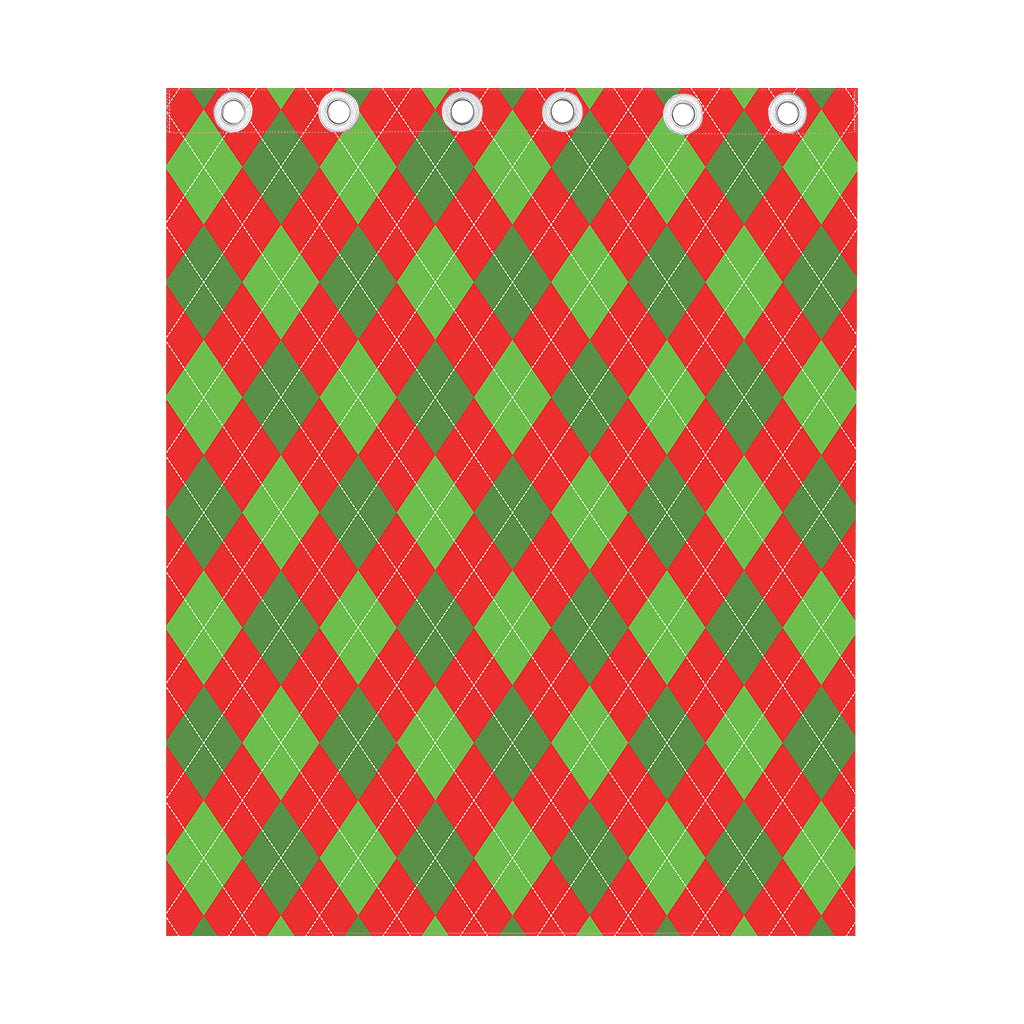 Green And Red Argyle Pattern Print Curtain