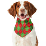 Green And Red Argyle Pattern Print Dog Bandana