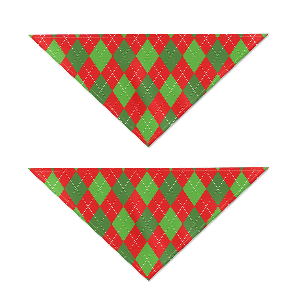 Green And Red Argyle Pattern Print Dog Bandana