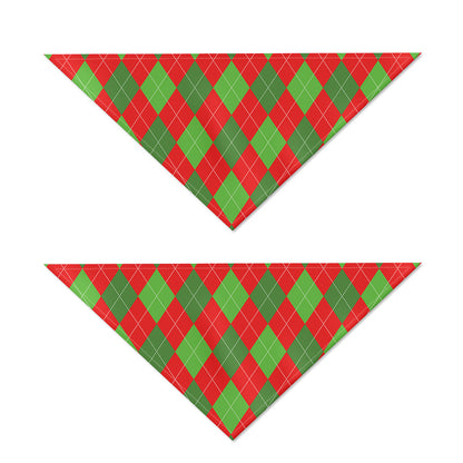 Green And Red Argyle Pattern Print Dog Bandana