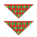 Green And Red Argyle Pattern Print Dog Bandana