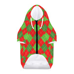 Green And Red Argyle Pattern Print Dog Zip Up Hoodie