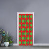 Green And Red Argyle Pattern Print Door Sticker