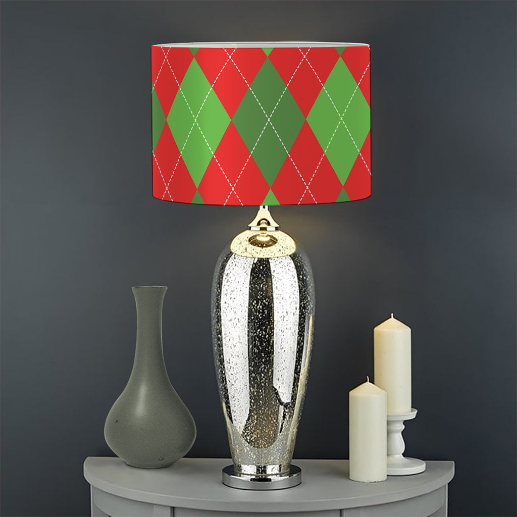 Green And Red Argyle Pattern Print Drum Lamp Shade