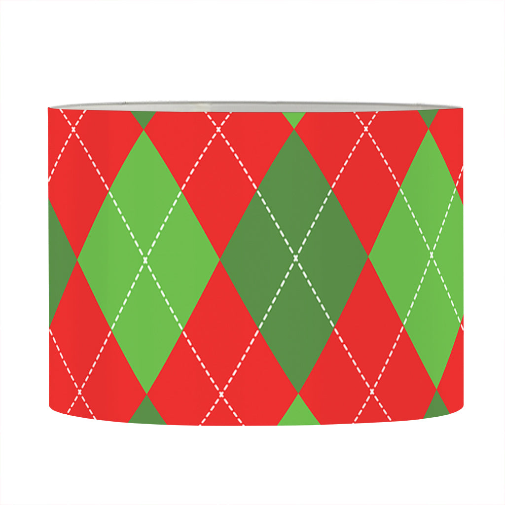 Green And Red Argyle Pattern Print Drum Lamp Shade