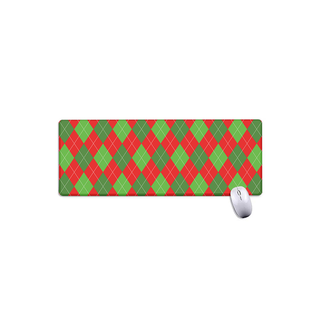 Green And Red Argyle Pattern Print Extended Mouse Pad