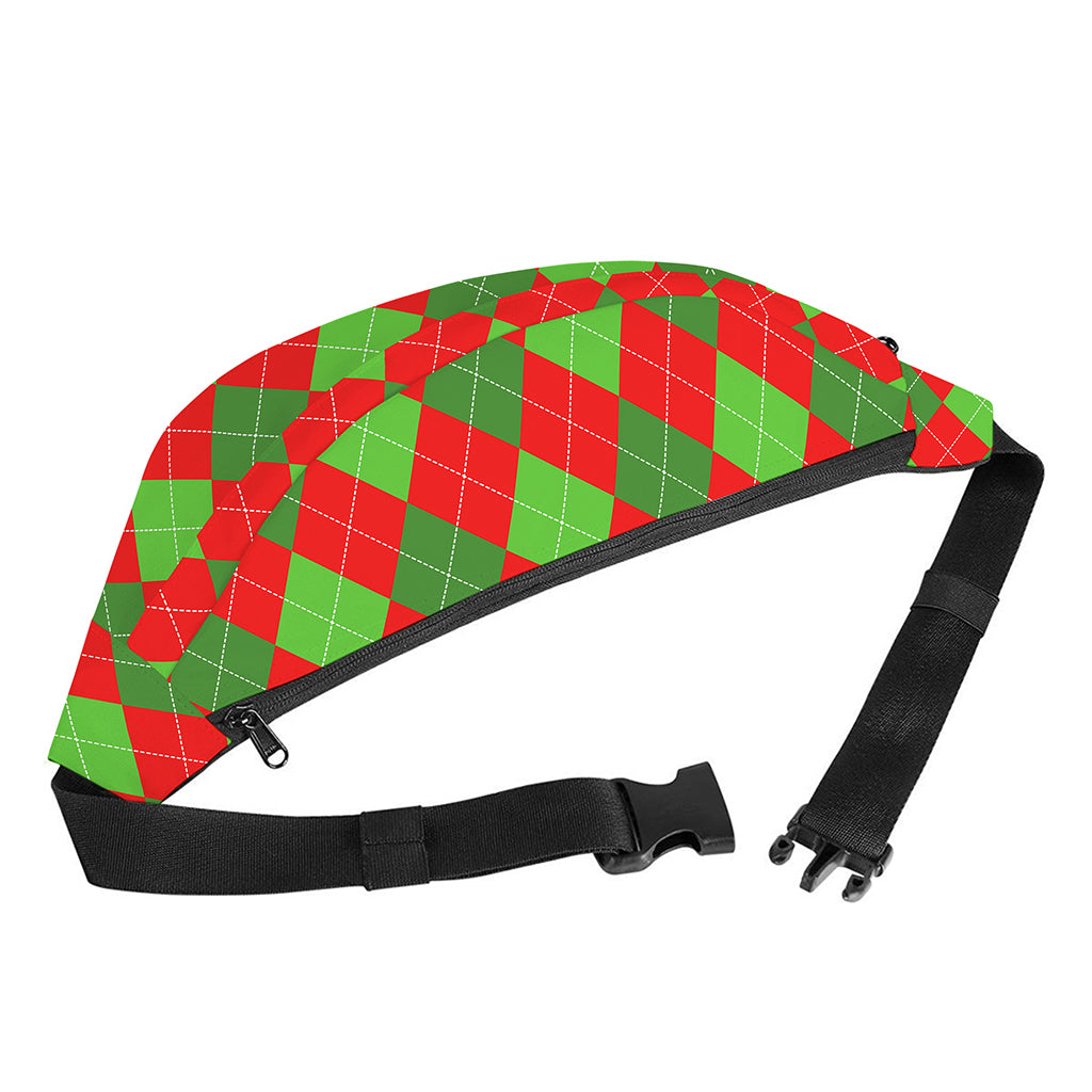 Green And Red Argyle Pattern Print Fanny Pack
