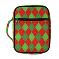 Green And Red Argyle Pattern Print Front Pocket Bible Bag
