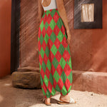 Green And Red Argyle Pattern Print Harem Pants