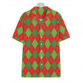 Green And Red Argyle Pattern Print Hawaiian Shirt