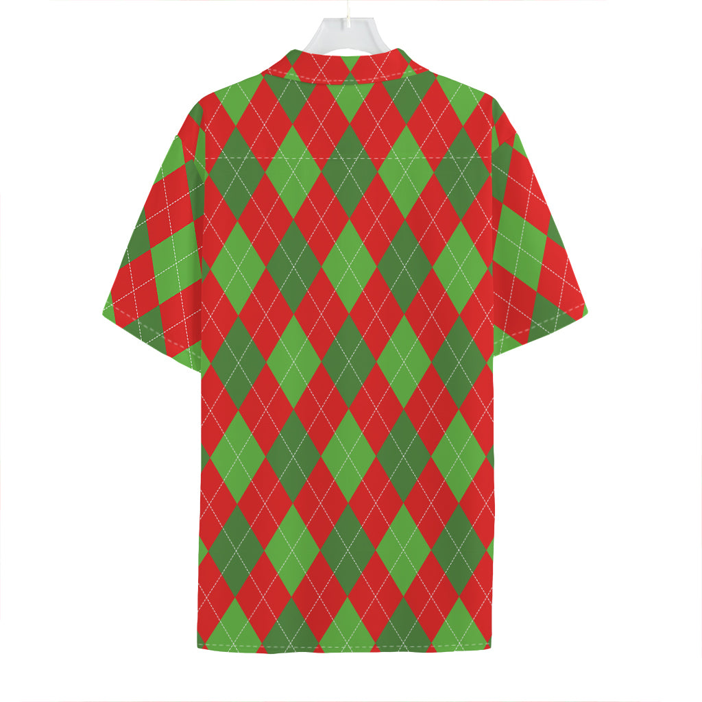 Green And Red Argyle Pattern Print Hawaiian Shirt
