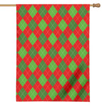 Green And Red Argyle Pattern Print House Flag