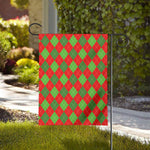 Green And Red Argyle Pattern Print House Flag