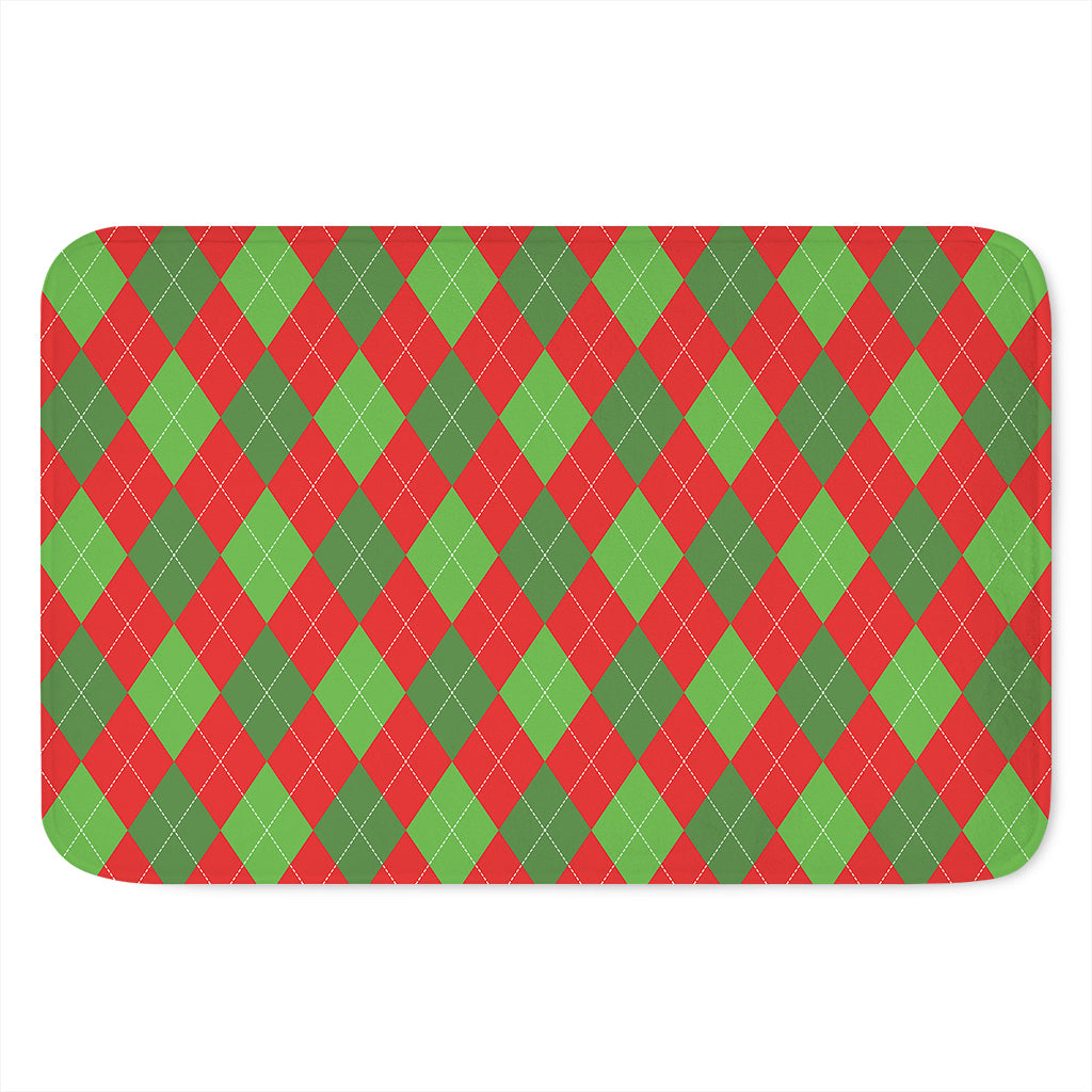 Green And Red Argyle Pattern Print Indoor Door Mat