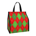 Green And Red Argyle Pattern Print Insulated Lunch Tote