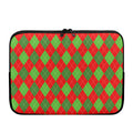 Green And Red Argyle Pattern Print Laptop Sleeve