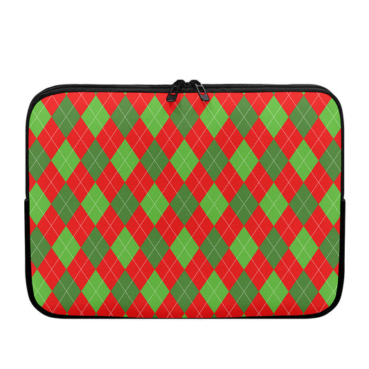 Green And Red Argyle Pattern Print Laptop Sleeve