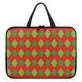 Green And Red Argyle Pattern Print Laptop Sleeve With Handle