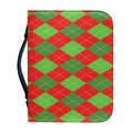 Green And Red Argyle Pattern Print Leather Bible Cover